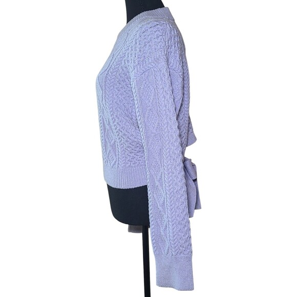 Rails Amy Sweater Lavender Women's Size Small Classic Cable Knit Crop Style Tie - Picture 4 of 12
